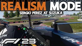 F1 23 REALISM MODE | Sergio Perez at Suzuka | NO HUD + COCKPIT + 100% RACE + TRACKIR