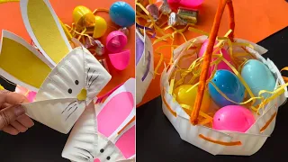 Paper plate easter basket | Simple easter egg basket diy | Easter DIY ideas
