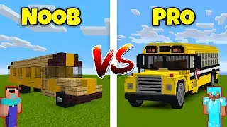 Minecraft Noob vs. Pro: School bus mod in minecraft