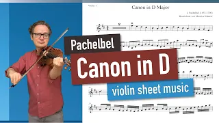 Pachelbel Canon in D Major, Violin Sheet Music, Playalong for Violin 1