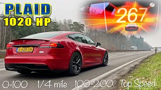 1020HP TESLA MODEL S PLAID | 0-60 0-100 100-200 1/4 MILE & TOP SPEED