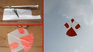 How to make kite with Plastic Bag and kite flying test - kite making with shopper at home - Diy kite