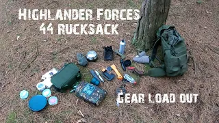 Highlander forces 44 rucksack and bushcraft gear load out | budget bushcraft backpack