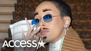 Doja Cat Looks Unrecognizable w/ Mustache & Goatee At Paris Fashion Week