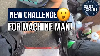 S7E43 Black boots meet machine man #ASMR #shoeshine #faustoarizmendi