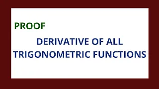 Derivative of trigonometric functions | proof