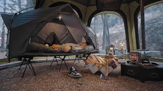 Solo Winter Camping with My Dog . Relaxing in the Hot Tent . Wood Stove ASMR