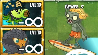 Every Plants POWER UP Infinite ! Vs 50 Surfer Zombies Level 5 - Who will win ? - PvZ 2