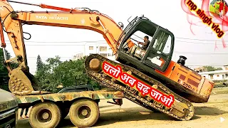 Tata Hitachi Ex200Lc excavator loading on truck ।। मशीन लोड करने का सही तरीका एक बार देख लो।❓