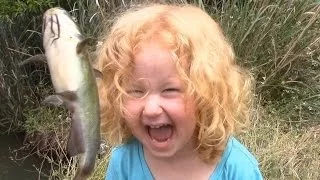 Cute Little Girl Catches Cute Little Fish!