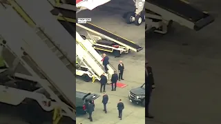 Former Pres. Trump boards plane back to Mar-a-Lago following arraignment.