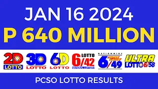 Lotto Result January 16 2024 9pm PCSO