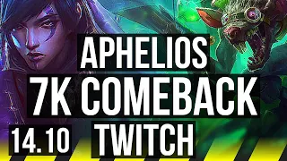 APHELIOS & Nautilus vs TWITCH & Poppy (ADC) | 7k comeback, 500+ games | EUW Grandmaster | 14.10