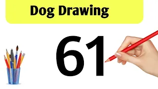 Dog Drawing // How to draw Dog drawing from number 61 easy way step by step || Number Dogs drawing.