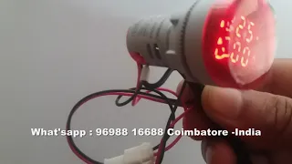 Price Rs.195/- Digital 22.5mm  VOLT/AMPS Indicator (Lamp size)