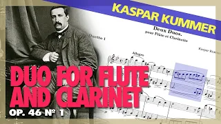 🎼Kaspar KUMMER - Duo for FLUTE and clarinet [Op 46 N. 1] - (Sheet Music Scrolling)