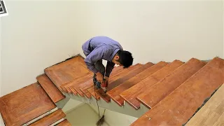 Amazing Skills Woodworking Extremely High Technical | Build Curved Wooden Stair Railing Hand-Crafted