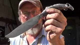 Blacksmithing - Forging a Cable Damascus Rams Head Knife - Part 2 The Butt