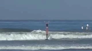 71-year-old surfer, Linda Benson, tandem surfs for the first time in 50 years