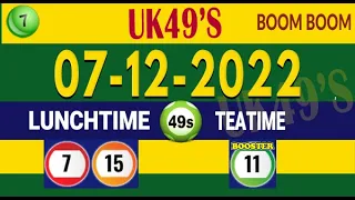 7/12/2022 UK49s today prediction bonus ball doubles Uk49 Lunchtime & Teatime Lotto Prediction Uk49