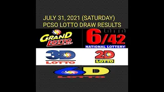 9pm PCSO Lotto Draw Results Tonight July 31, 2021 (Saturday) 6/55 6/42 3D 2D 6D + Target sa Lotto