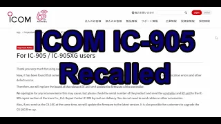 ICOM IC-905 recalled in Japan