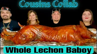 Whole LECHON BABOY • Filipino Food Mukbang • COUSINS COLLAB