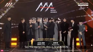 SEVENTEEN at ASIA ARTIST AWARDS 2021 (AAA 2021) - SEVENTEEN WINNING DAESANG "SINGER OF THE YEAR"