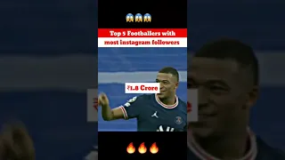 🤯Top 5 Footballers with most instagram followers 😱🔥 #shorts #messi #ronaldo