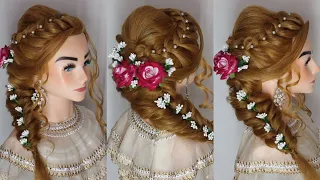 Latest Beautiful Side Braid Hairstyle For Wedding || Pakistani Side Braid Hairstyle Step By Step