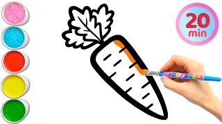 Carrot and 9 More Vegetables Drawing, Painting and Coloring for Kids & Toddlers | Health #338