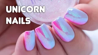 🦄 UNICORN NAILS | Vertical Gel Polish Gradient + Mermaid Effect Black ll