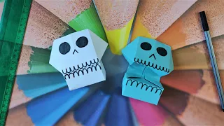 Papierschädel, Origami, Papiersachen, Unterhaltung für Kinder, Halloween