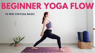 15 min Beginner Yoga Flow | Full Body Vinyasa Yoga