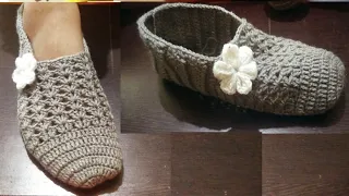 easy and beautiful crochet slipper for adults ( tutorial हिंदी में) (subtitles available )