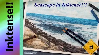 Trying Inktense Blocks-Drawing a Seascape