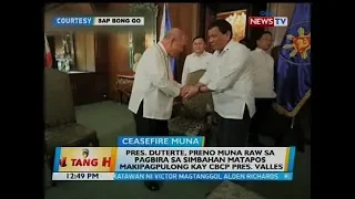 Pres. Duterte, preno muna raw sa pagbira sa simbahan matapos makipagpulong kay CBCP Pres. Valles