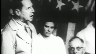 General Douglas MacArthur speech to Australian leaders after return to Philippines - stock footage