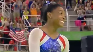 Golden girl Simone Biles cries tears of joy after all around