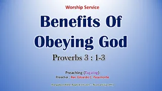 Benefits Of Obeying God (Proverbs 3:1-3) - Preaching (Tagalog / Filipino)
