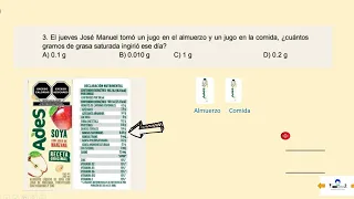 Olimpiada del conocimiento 2024I 3  El jueves José Manuel tomó un jugo en el almuerzo y un jugo ‐ He