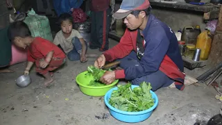 Cooking technology of green vegetables in village || Rural life