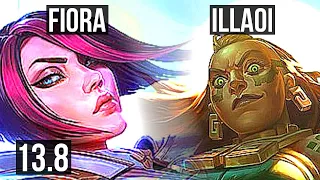 FIORA vs ILLAOI (TOP) | 14/1/4, 9 solo kills, Legendary, 600+ games | KR Grandmaster | 13.8