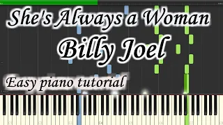 She's Always a Woman - Billy Joel - Very easy and simple piano tutorial synthesia cover