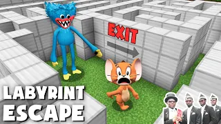 LABYRINTH ESCAPE FROM HUGGY WUGGY in MINECRAFT ! Tom and Jerry vs Popply Playtime - GAMEPLAY Movie