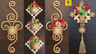 Best Wall Hanging Flower Vase Showpieces | Wall Decor Jute Craft Idea | Jute Craft Decoration Design