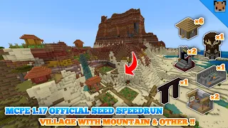 Minecraft pe 1.17 best seed speedrun - Village & mountain mesa plateau with Mineshaft / Other !