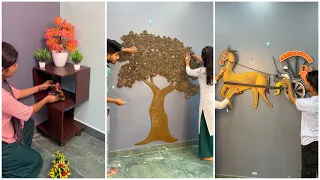 Side table DIY craft using cardboard | A big cardboard tree wall decor idea | Horse with a Roth