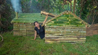 Girl Live Off Grid Build a Little Bamboo House Underground using Ancient Skills