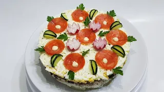 САЛАТ БУКЕТ из КОЛБАСНЫХ КУВШИНОК ( "bouquet of sausage water lilies" salad )